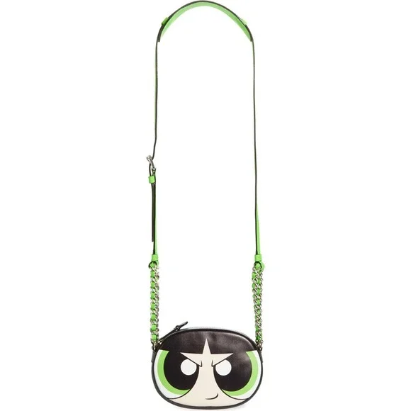 Moschino x Powerpuff Girls Buttercup Crossbody Bag Black Green Leather SS16 - Picture 4 of 17